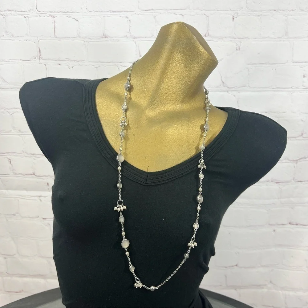 BANANA REPUBLIC silver toned 34” long necklace + One more